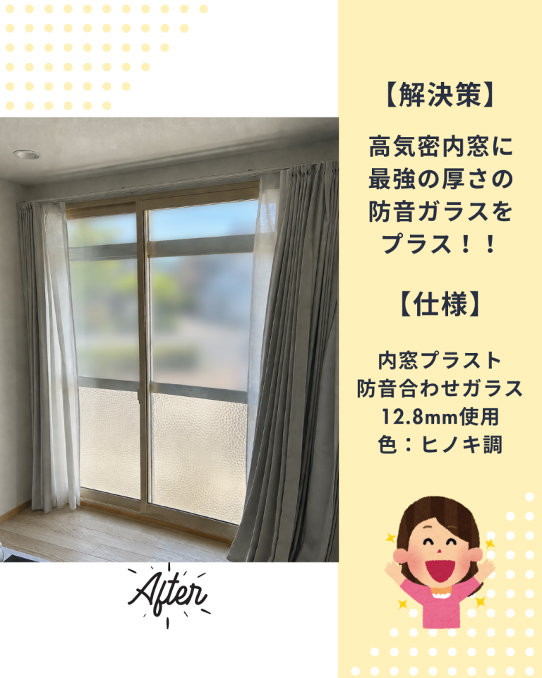 内窓プラストと防音合わせガラスをプラス
